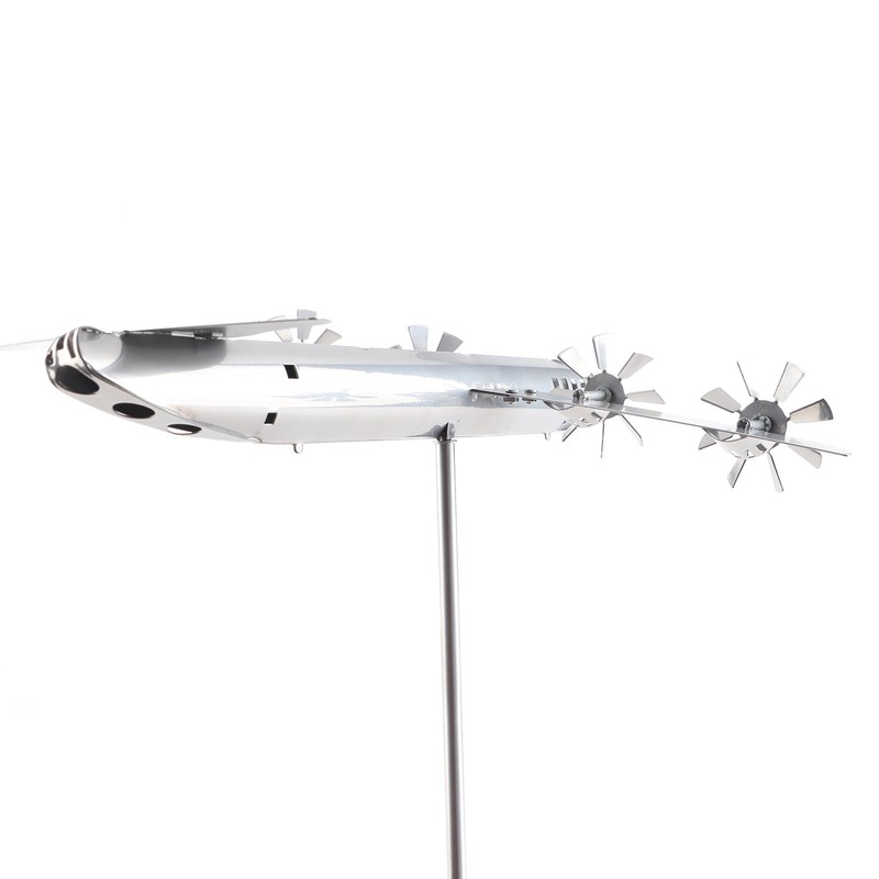 Aircraft Wind Sculpture Wind Powered Rotate Stainless Steel Airplane Windmill