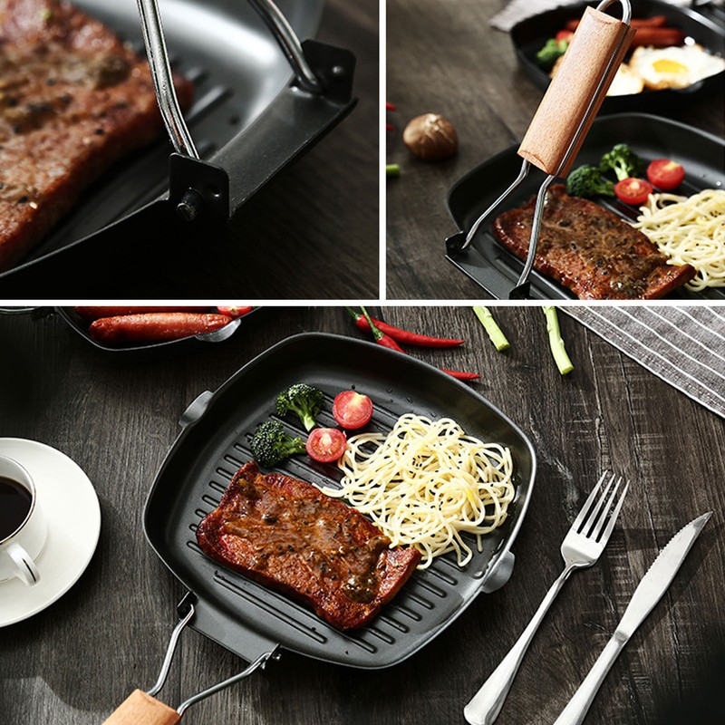 Frying Pan Outdoor Household Folding Beech Handle Energy Saving Non
