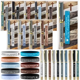 Spakon 50 Sets Easter Christian Gifts Bulk Bible Verses Pens Silicone Bracelets Scripture Religious Bookmarks for Women Men Sunday School Church Mother Father Day Gifts(Boho Color,Boho)