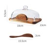 Holz Butterdose mit Glasdeckel - Akazienholz Butterdose mit klarer Kuppel,
