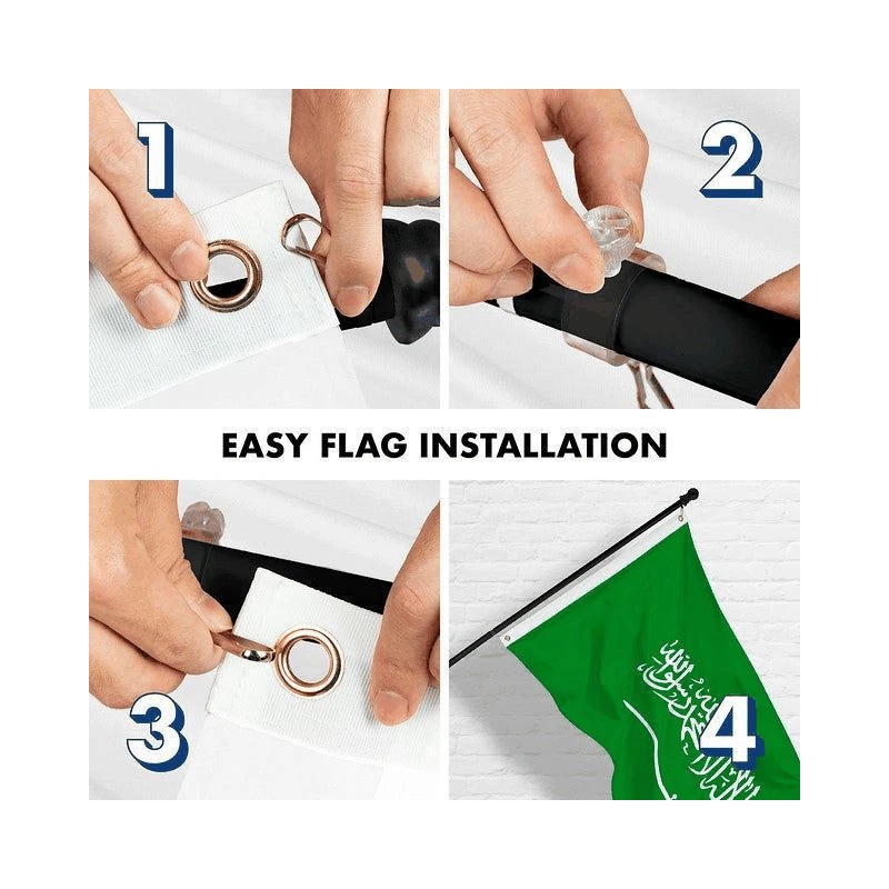G128 Combo Pack: 6 Feet Tangle Free Spinning Flagpole (Black)