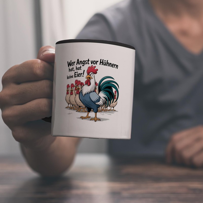 speecheese Wer Angst vor Hühnern hat, hat keine Eier! Kaffeebecher