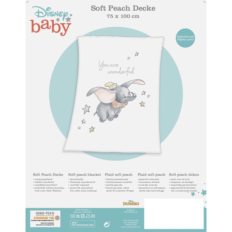 Herding Soft-Peach Blanket, Polyester, White, 75 x 100 cm