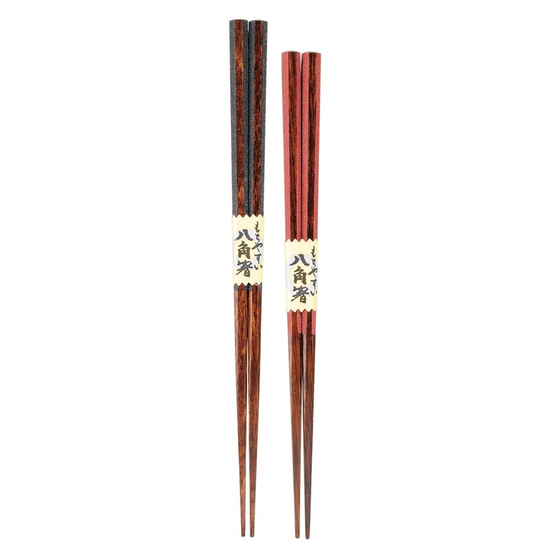Kawai 105482 Japanese Pattern Chopsticks Octagonal Ugetsu, Red, 8.3 inches