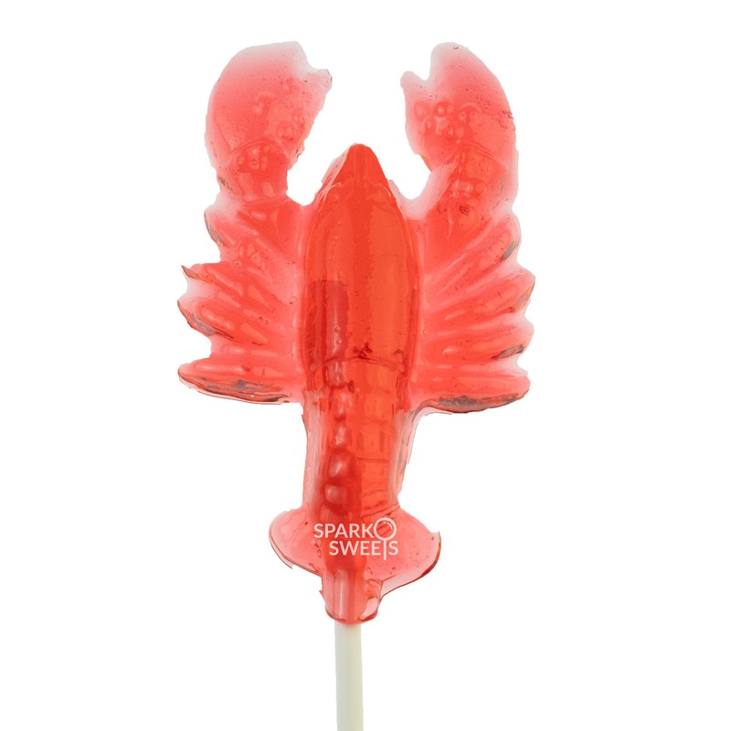 Watermelon Lobster Lollipops, 3.5 inches tall Large Candy, Red, 25