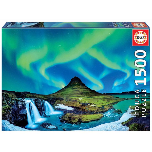 Educa - Aurora Borealis, Island - 1500 Piece Jigsaw Puzzle - Puzzle Glue Included - Completed Image Measures 33.5" x 23.5" - Ages 14+ (19041)