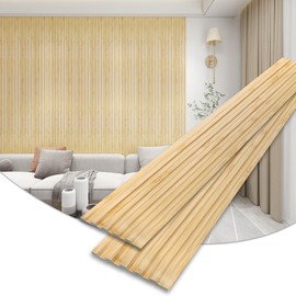 KASARO 3D Faux Wood Wall Panels - 16 Pack (47.2"x4.8") Fluted Slat Paneling for Walls & Ceilings, Adhesive or Nail Install, Waterproof Textured Decor - Living Room, Bedroom,Oak