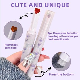 Dulele- Juego de 6 lápices labiales en gel mate, hidratantes y con aceite para labios, acabado de espejo hidratante, brillo labial en forma de corazón
