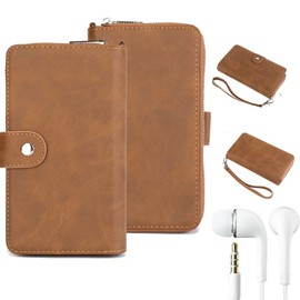 K-S-Trade Qualitativ & Innovativ Handy Schutz Hülle Für Oppo Reno8 Pro Global + Kopfhörer Portemonnee Tasche Wallet-Case Bookstyle-Etui Braun (1x)
