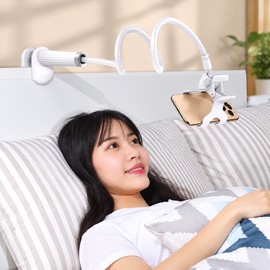 Flexible Gooseneck Phone Holder Stand – Adjustable Lazy Bedside Mobile Phone Clamp Bracket for Desk, Bed and Live Streaming Use