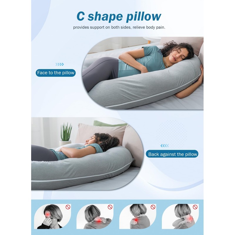 INSEN Cooling Pregnancy Pillow, Maternity Pillow with Soft Tencel Cover,C