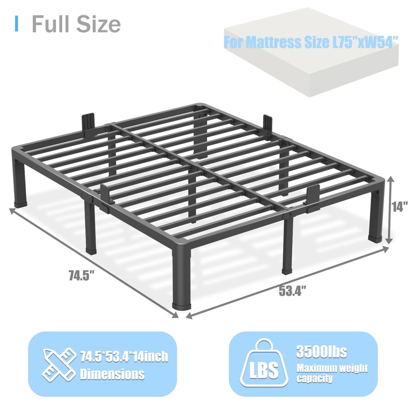 Yitong Angel 14 inch Full Size Bed Frame with Round