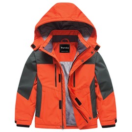 Pursky Boy Ski Coat Snowboarding Jacket Waterproof Skiing Windbreaker Orange 8
