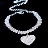 Rhinestone Ankle Bracelets for Women Sparkly Rhinestone Heart Anklet Tennis
