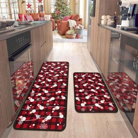 flippana Christmas Kitchen Rugs and Mats for Floor, Christmas Decorations 2 Pcs Non-Slip Backing Mat Merry Christmas Decor Kitchen Rug Sets with Runner Xmas Decor (Christmas 07, 17"x47.2"+17"x30")