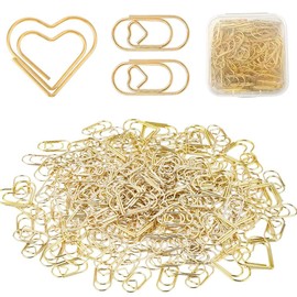 Paper Clips Heart 200 Pieces Large Gold Paper Clip 2 Style Heart Paper Clips Set, Metal Small Paper Clips Heart-Shaped Paper Clips for Decorative Weddings Postcards School Office Supplies