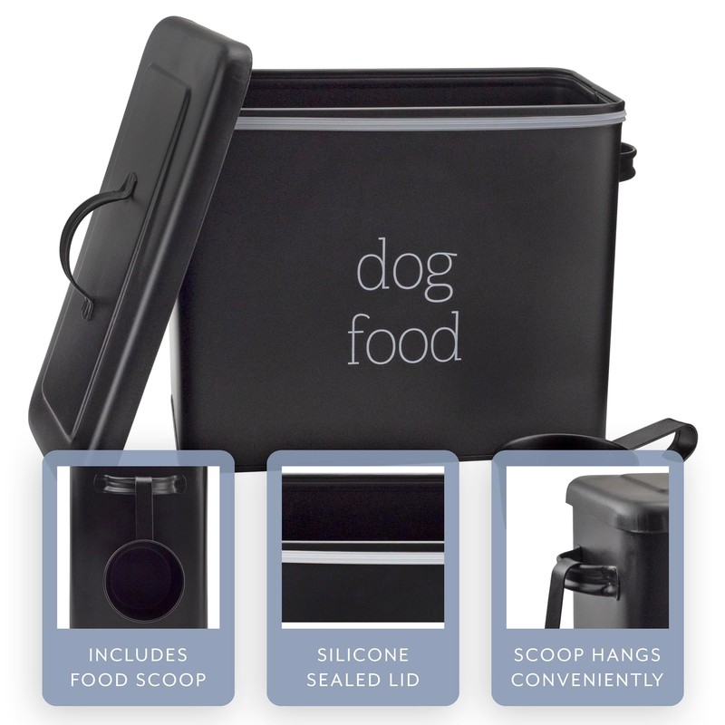 AuldHome Design Retro Dog Food Canister (Black); Modern Farmhouse Style