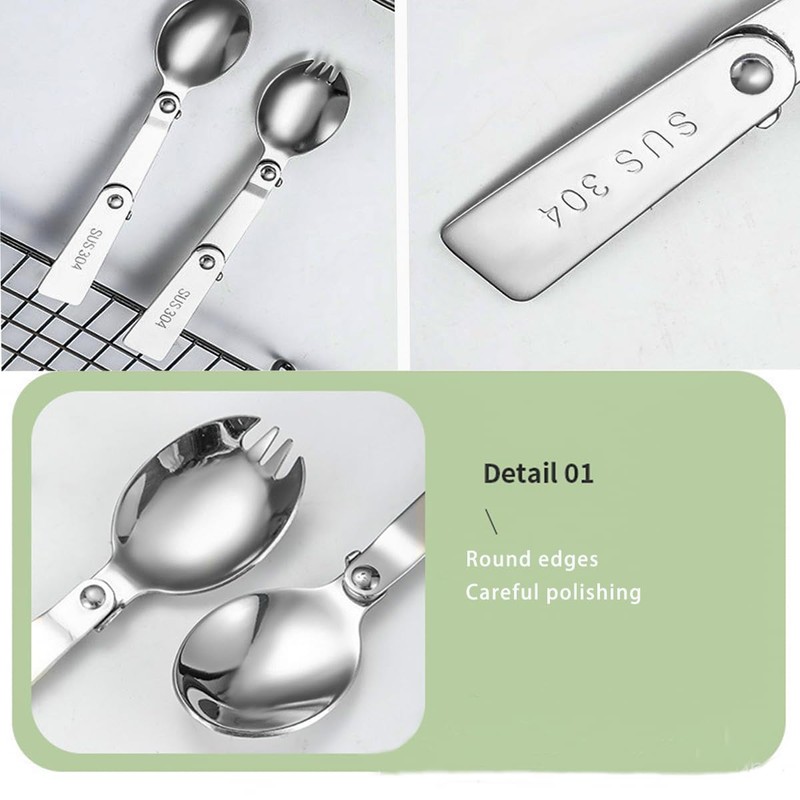 2-Pack Foldable Fork and Spoon Set, Stainless Steel Portable Travel