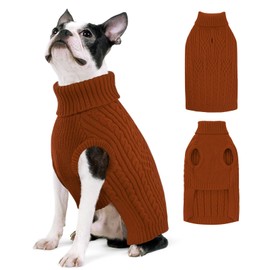 AOFITEE Dog Sweater, Medium Dog Sweater Girl Boy, Soft Turtleneck Pet Pullover for Winter Fall, Red Dogs Sweaters Dog Knitwear for Jack Russell, Mini Dachshund, Boston Terrier, Schnauzer, Brickred M