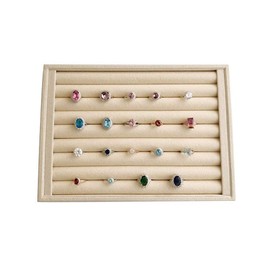 Svea Display Premium Grade Beige Velvet Jewelry Organization Tray for Rings Drawer Insert Divider Closet Organizer