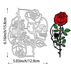 BENECREAT Skull Roses Die Cuts for Card Making, Carbon Steel Embossing Templates Metal Stencils for DIY Scrapbooking Photo Album Decorative Embossing Paper Card Gifts