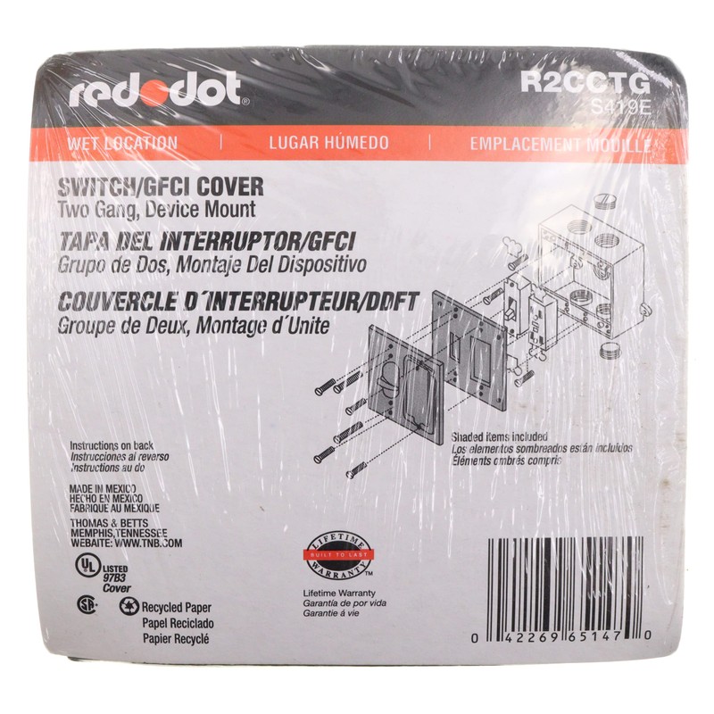 Thomas & Betts 628105 Weatherproof GFCI & Switch Plate 2-Gang