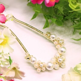 Miaomyao Hair Accessories, Hair Ornament, Kimono, Sleeve Closure, Pearl, Gold, Plum Flower, U-Shaped Hair Accessory