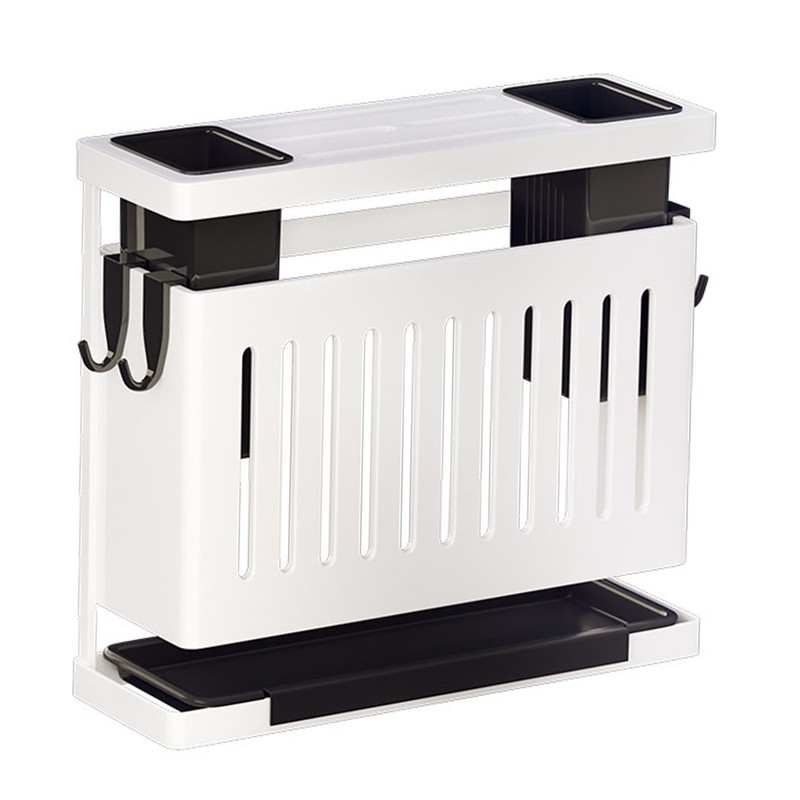 Kitchen Knives Chopstick Rack with Draining Tray Wall Mounted Multifunctional