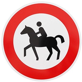 BauSupermarkt24 Original Traffic Sign No. 257-51 Prohibition for Riders 420 mm Diameter on One Side Made in Germany