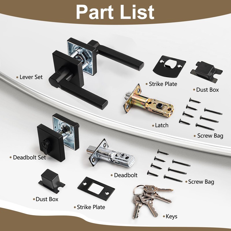 NEWBANG Keyed Deadbolt Lock with Passage Lever Handle for Exterior