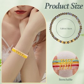 Ornaland 30 Pcs Beaded Bracelets Surfer Stretch Bracelets Set Colorful Glass Beads Bracelets Stackable Boho Bracelets Beach Friendship Bracelets Wrist Jewelry for Women