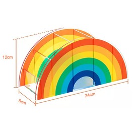 Stationery Organizer, Clear Pencil Holder, Rainbow Pencil Holder, Acrylic, with 5 Compartments, Creative Rainbow Shape, for Office, School, Home Supplies, Pen Organizer Storage