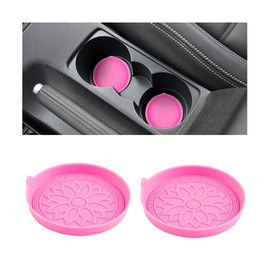 CGEAMDY 2 Stück Auto rutschfeste Eingebettet in Ornamente Getränkehalter Untersetzer, Auto Getränkehalter Einsatz, Silikon Auto Tasse Halter Untersetzer, Autos Untersetzer Auto-Innenzubehör(Rosa)