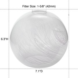 Aywynn Clear Alabaster Glass Lamp Shade Replacement Globe for Kitchen Island Pendant Light Floor Lamp 1-5/8 inch Fitter Lighting Fixture, 7.1" Diameter, 6.3" Height