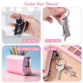 Tyqour Star Keychain Purse Charms Aesthetic Y2k Keychain Cute Key Chain Charms Stainless Steel Key Ring Purse Handbag Backpack Bag Charms for Handbags Backpack Car Holder
