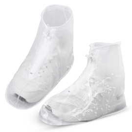 Tyqour Waterproof Shoe Covers with Zipper Non-Slip Rain Shoe Covers Foldable Shoe Protector Reusable Shoe Covers Travel Rain Galoshes for Women Men Outdoor Hiking Climbing Camping Cycling(XXL)