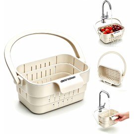 Foldable Hanging Sink Drain Basket for Kitchen (White)