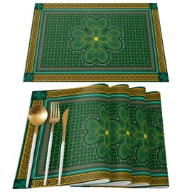 Victories St.Patrick's Placemats for Dining Table-St.Patrick's Day Traditional Shamrock Irish, Set of 6, CKFBAMatLLR20201201SCRY01021ZDABVIS, 13 Inches W x 19 L Inches (33X48CM)x6pc, Spt-007vis4281