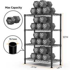 MZG Storage Shelving Steel Heavy Duty 4-Tier Utility Shelving Unit Steel Organizer Wire Rack for Home,Kitchen,Office,Black (13.7" D x 23.6" W x 53.4" H)