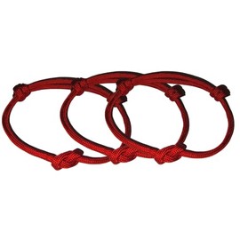 Red infinity knot family, friendship paracord bracelet for 3 and love, protection, good luck note card