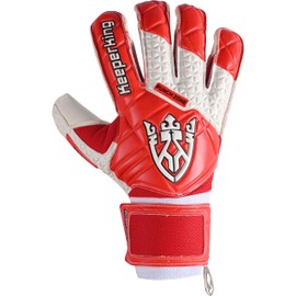 Keeperking SP 2.0, Junior, Teenagers, Adults, Children's Goalkeeper Gloves with Fingersaves, Men's Latex Goalkeeper Gloves with Strong Grip and Removable Finger Protection (6, Red-White)
