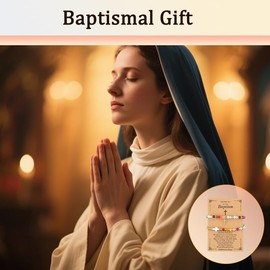 Christening Gifts for Women Christian Baptism Beaded Bracelet Christening Cross Bracelet Blessing Religious Catholic Baptism Faith Gift for God Daughter Granddaughter Friend Sister Girlfriend Ladies