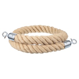 sourcing map Jute Stanchion Rope 4ft x 1.5 Inch Safety Queue Braided Jute Ropes with Snap Hooks, Crowd Control Line Barrier for Movie Theaters Grand Openings Hotel Celebration