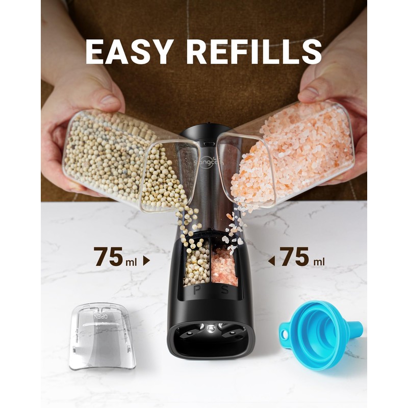 Sangcon Electric Salt and Pepper Grinder Set Shakers 2 IN
