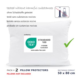 Twillie Pillow Protector 50 x 80 cm Waterproof and Breathable (Pack of 2) Oeko-Tex® Certified - Aegis® Hypoallergenic - Anti-Mite, Bacterial - Made in Europe - 100% Polycotton