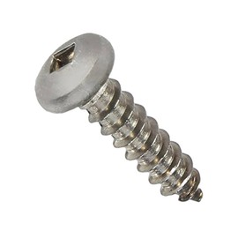 #6 x 1/2" Pan Head Sheet Metal Screws, Full Thread, Square Drive, Stainless Steel 18-8, Bright Finish, Self-Tapping, Quantity 100 Pieces by Fastenere