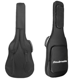 soulmate 39 inch Electric Guitar Bag 10mm 0.4 Inch Padding Sponge 600D Waterproof Nylon Dustproof Soft Large Pocket Electric Guitar Case and Neck Strap Adjustable Strap Black