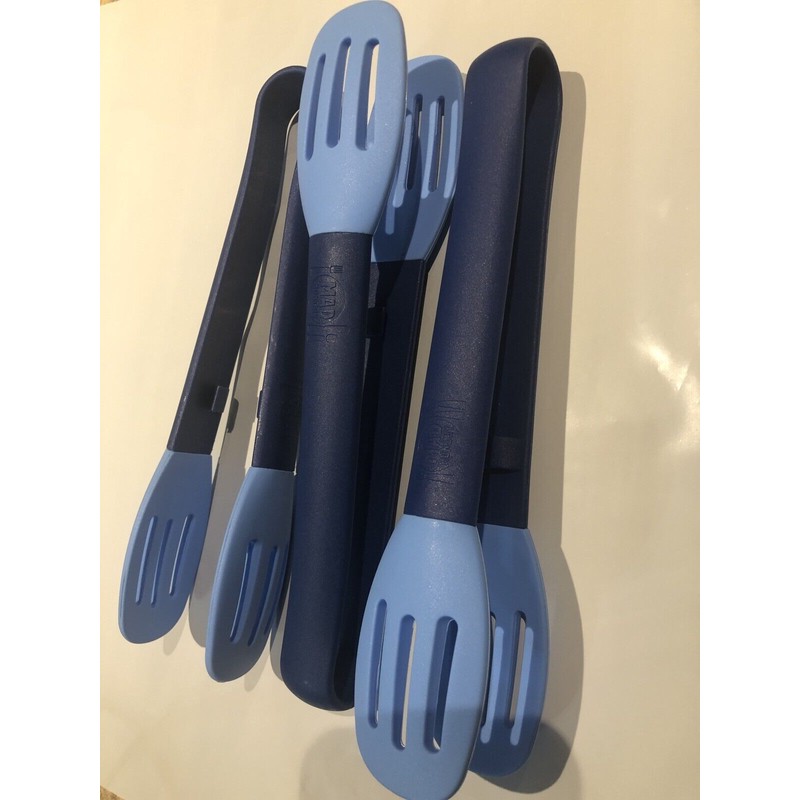 Mad Hungry Silicone 9" Slotted Tongs 3 Pack Blue Heat