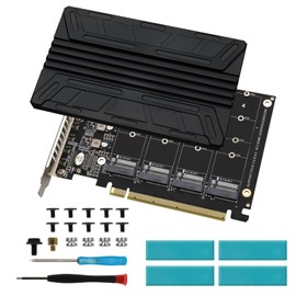 Quad M.2 PCIe 4.0/3.0 X16 Expansion Card with Heatsink AYWHP 4 Port M.2 NVMe SSD to PCIE X16 M Key Expansion Card Reader PCie M2 Adapter Supports 4x PCIe NVME M.2 SSD