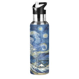 JUMBEAR Water Bottle Acuum Insulated Stainless Steel Leakproof Wide Mouth Kettle with Straw Lid for Fitness Gym Outdoor Sports